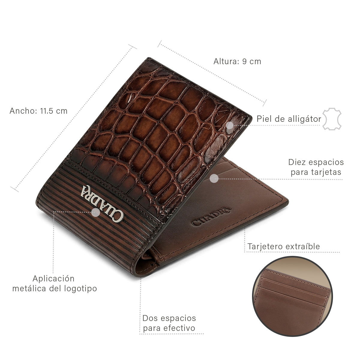Cuadra Honey Alligator Stitching Wallet  DU774