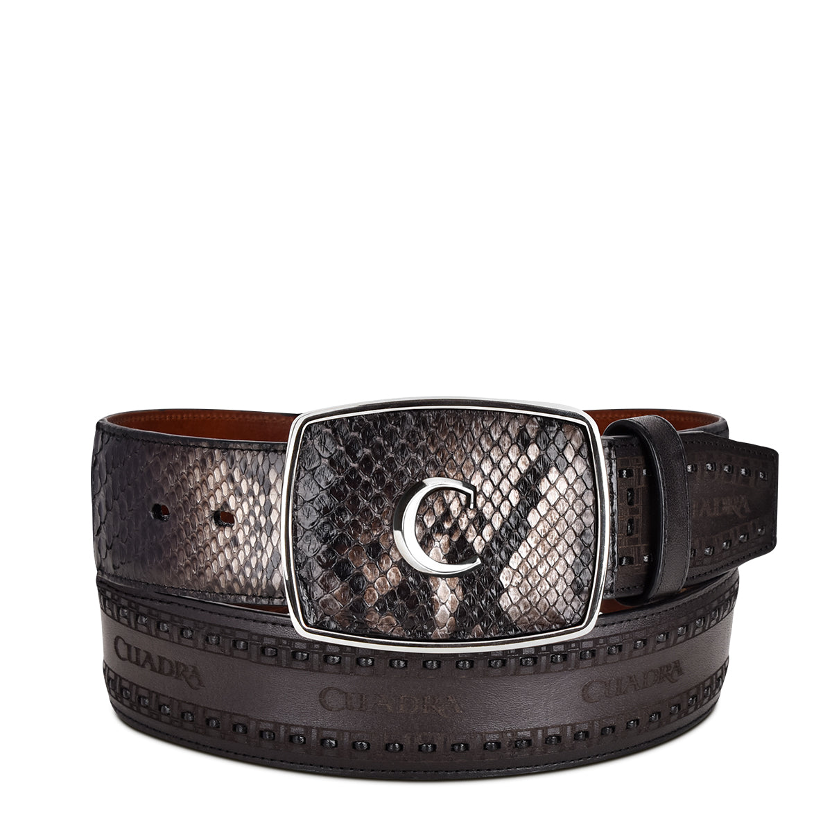 Cuadra Brown Python Laser & Woven Belt  BC235