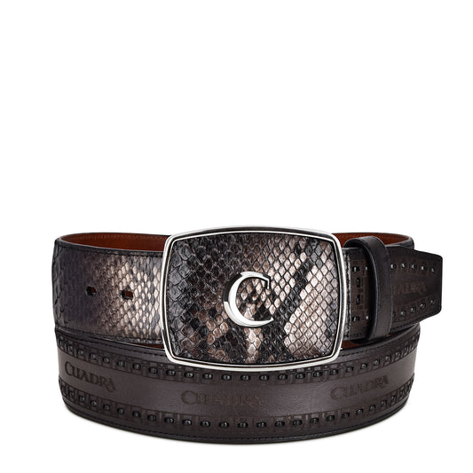Cuadra Brown Python Laser & Woven Belt  BC235