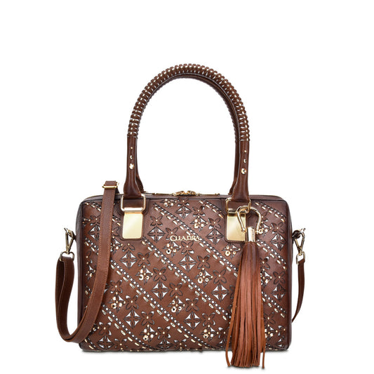 Brown Laser & Woven & Swarovsky Purse
