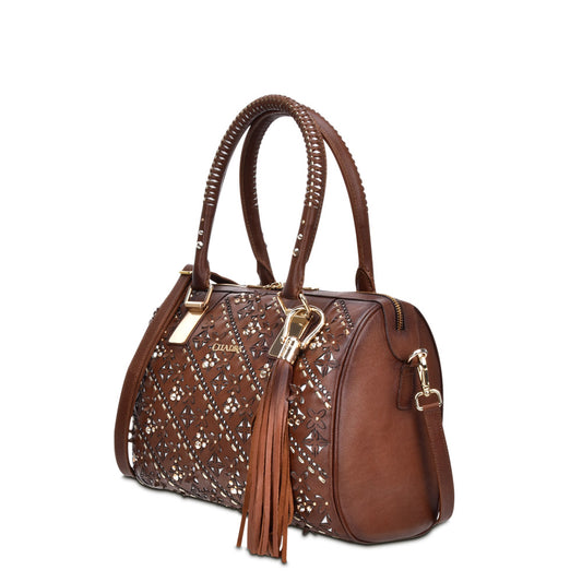 Brown Laser & Woven & Swarovsky Purse