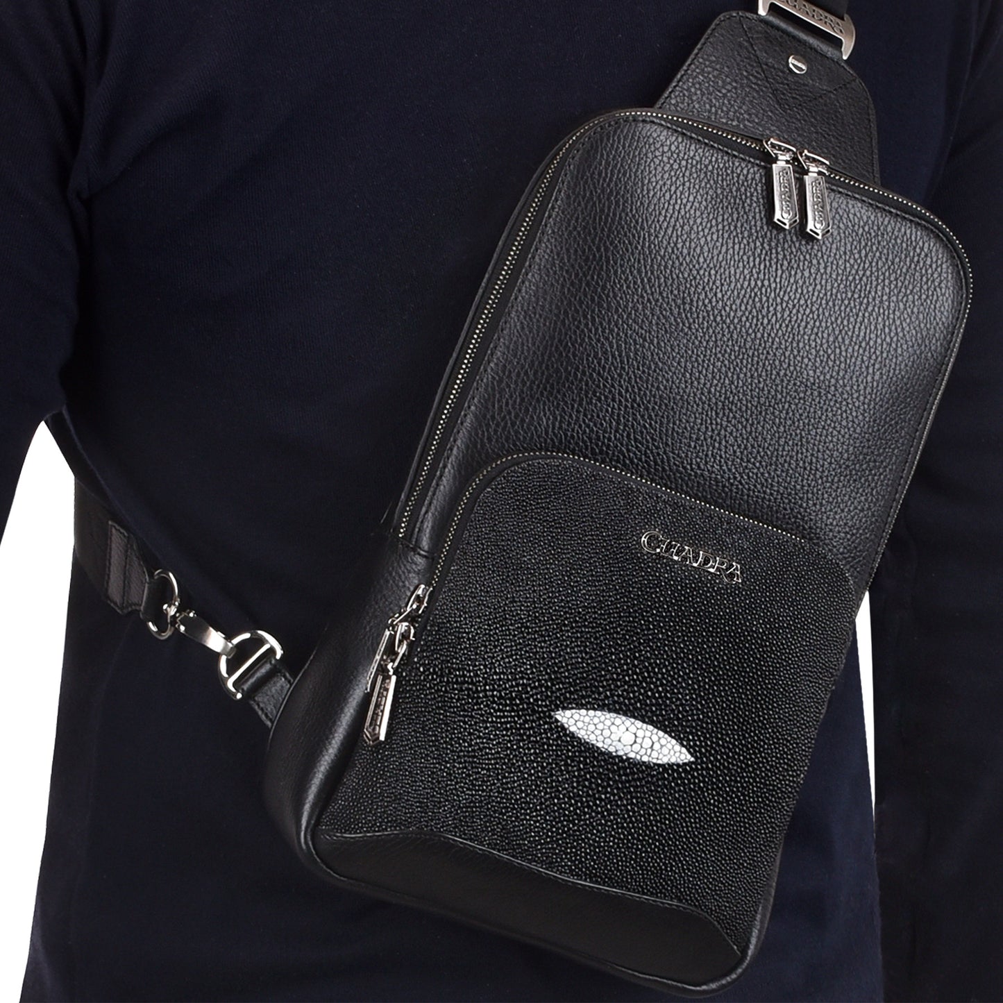 Cuadra Black Stingray Stitching Bag DU381