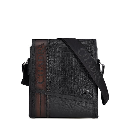 Cuadra Black Caiman Embroidery Men Bag DU532