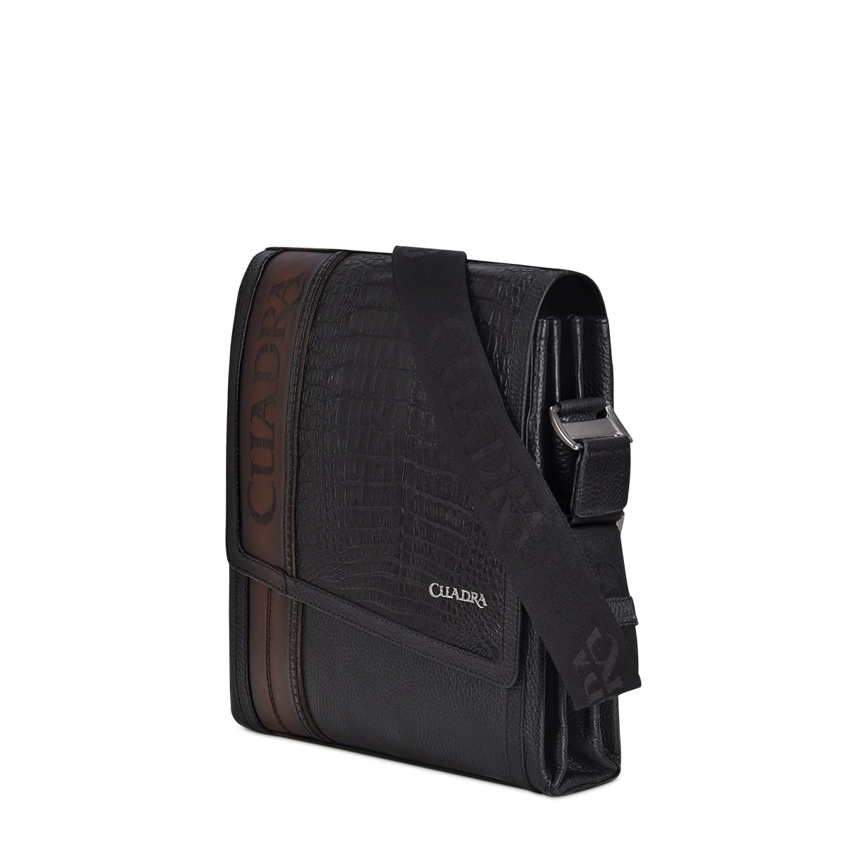 Cuadra Black Caiman Embroidery Men Bag DU532