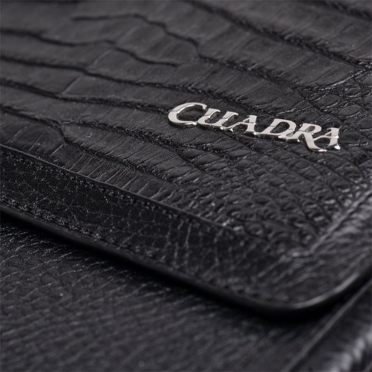 Cuadra Black Caiman Embroidery Men Bag DU532