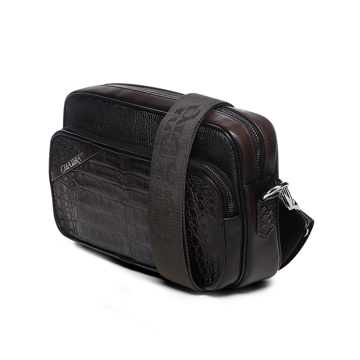 Cuadra Chocolate Caiman Zipper Bag DU755