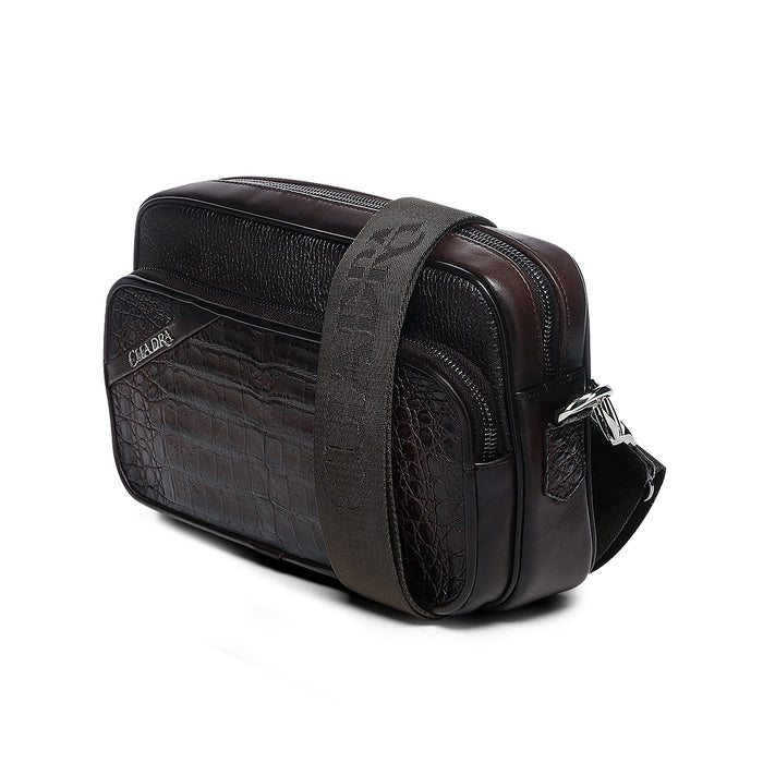 Cuadra Chocolate Caiman Zipper Bag DU755