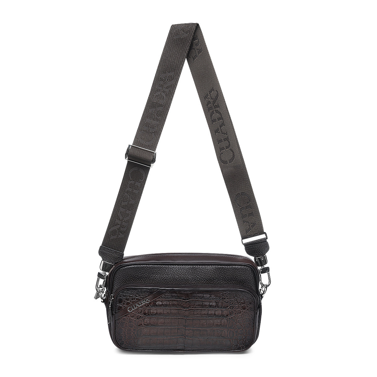 Cuadra Chocolate Caiman Zipper Bag DU755