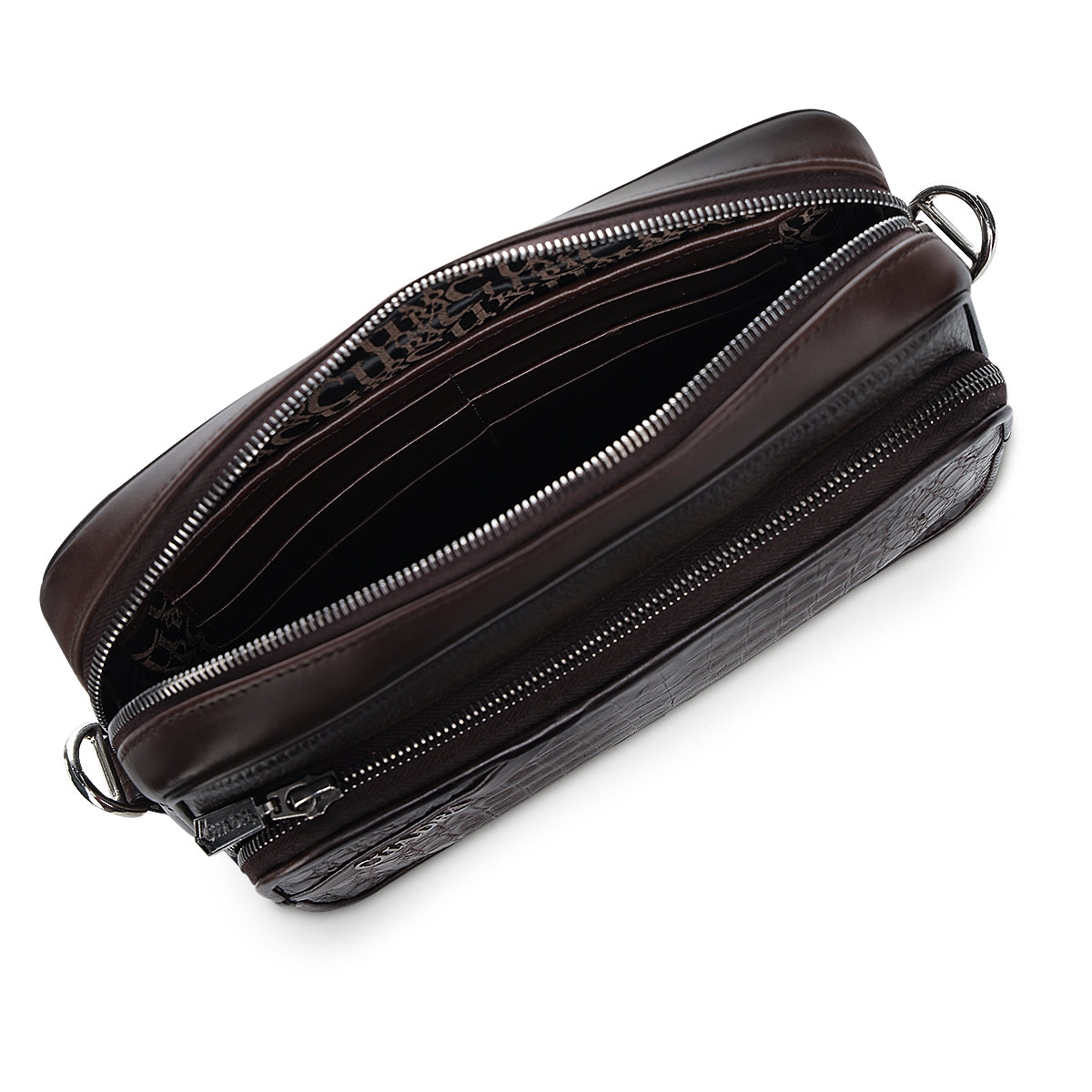 Cuadra Chocolate Caiman Zipper Bag DU755