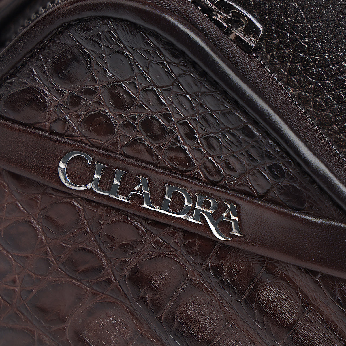 Cuadra Chocolate Caiman Zipper Bag DU755