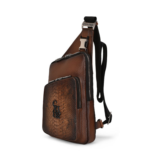 Over Brown Phyton Stitching Bag