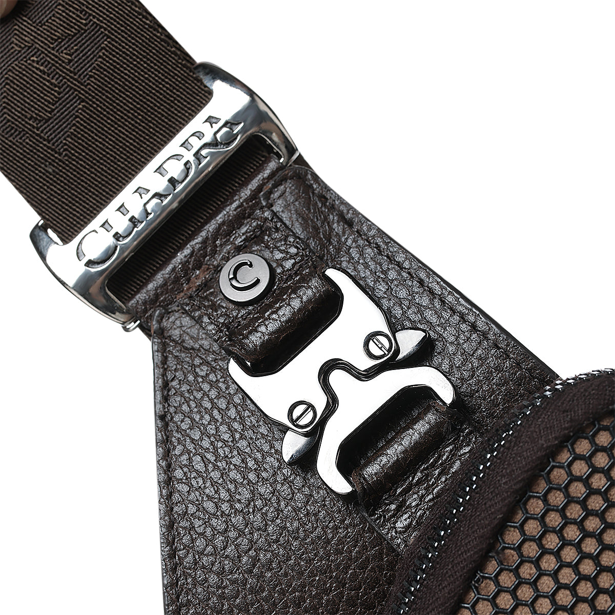 BROWN PYTHON ZIPPER & STUDS BAG