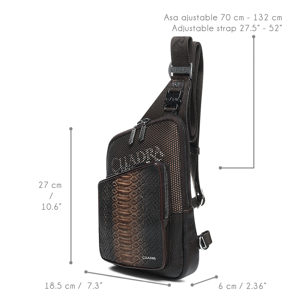 BROWN PYTHON ZIPPER & STUDS BAG