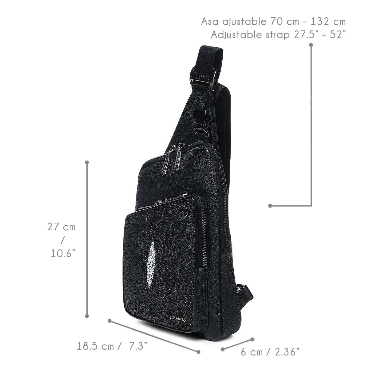 Cuadra Black Stingray Zipper Bag DU761