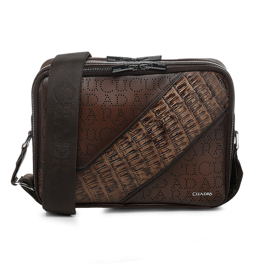 Cuadra Brown Caiman Zipper Bag DU809