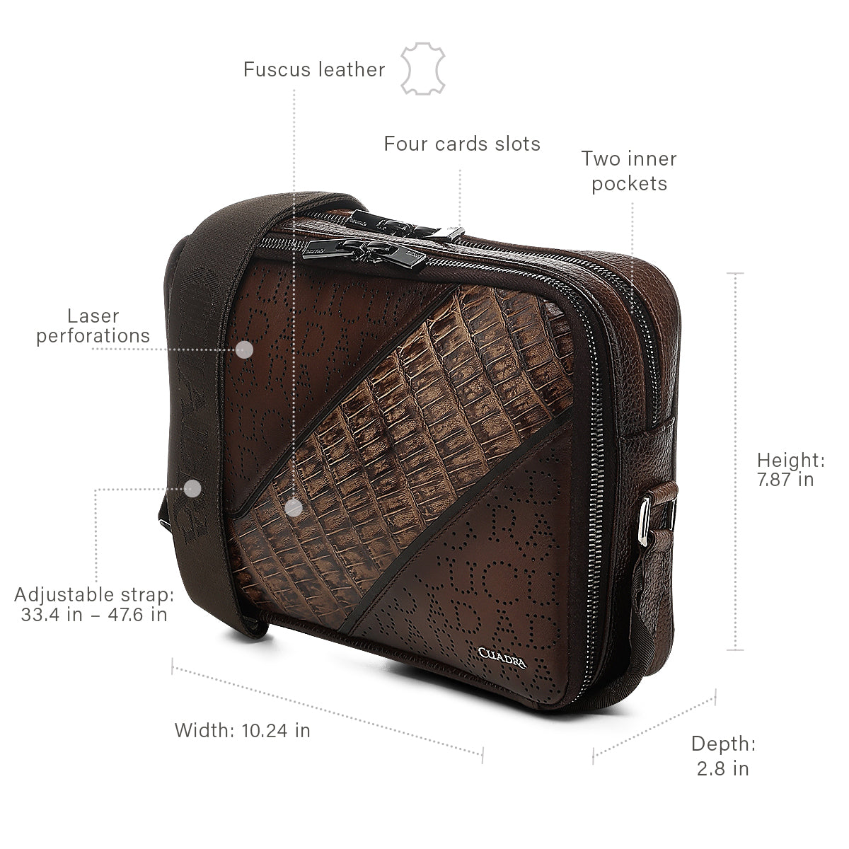 Cuadra Brown Caiman Zipper Bag DU809