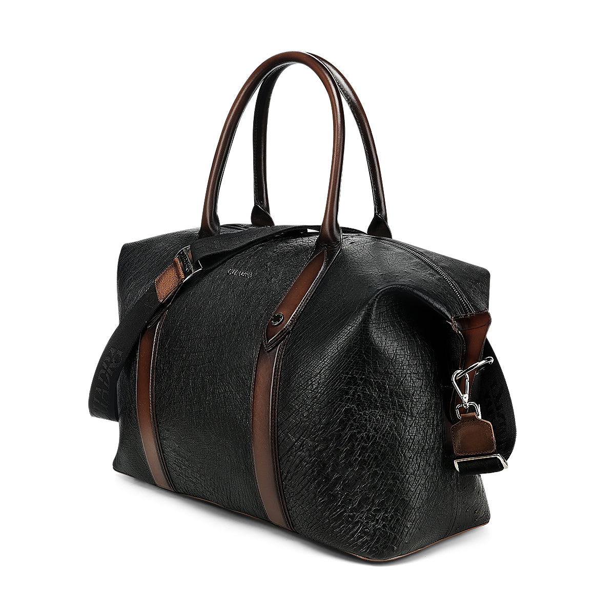 CUADRA Mn Black Ostrich Zipper Leather DU812