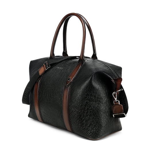 CUADRA Mn Black Ostrich Zipper Leather DU812