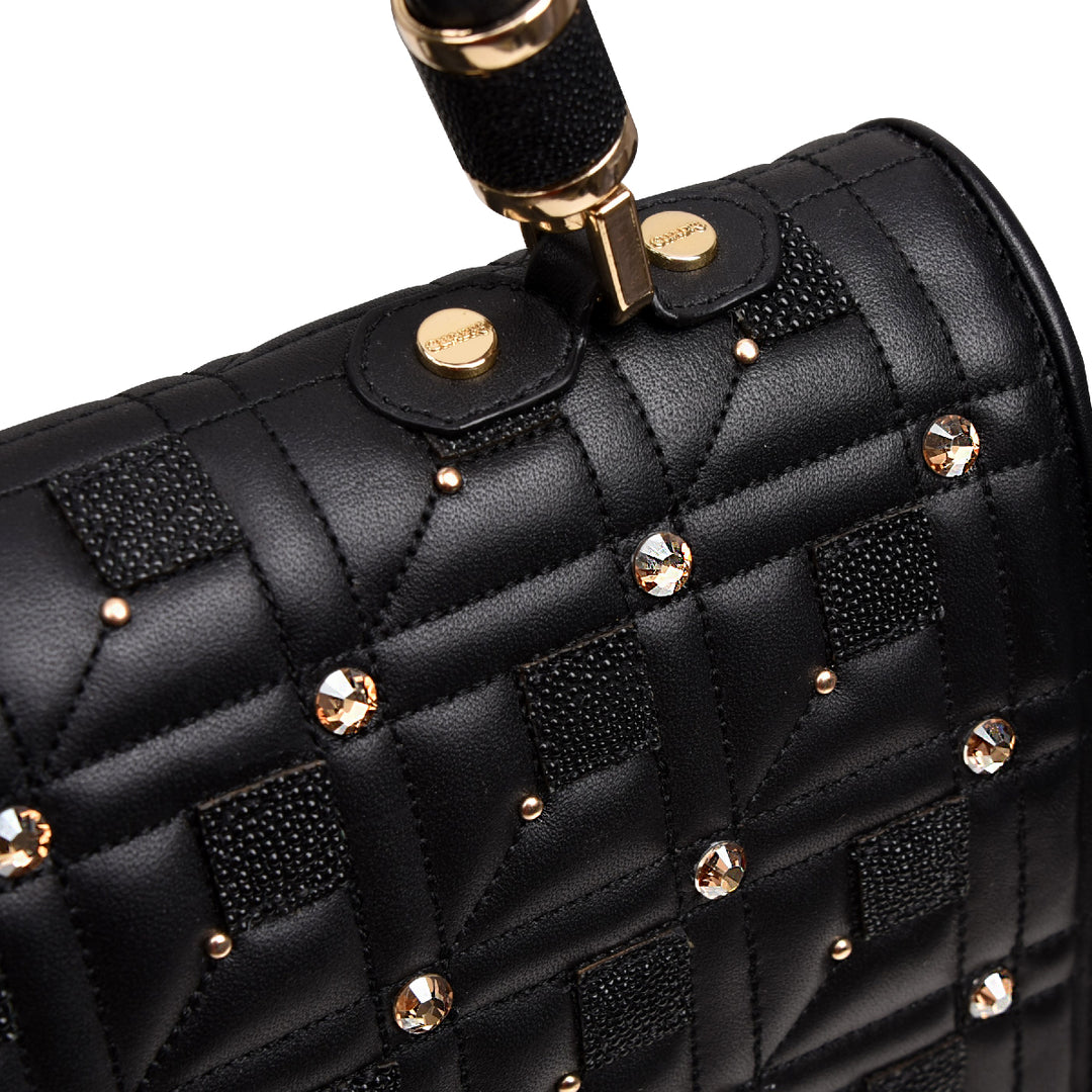 Black Stingray Embroidery & Crystals Bag