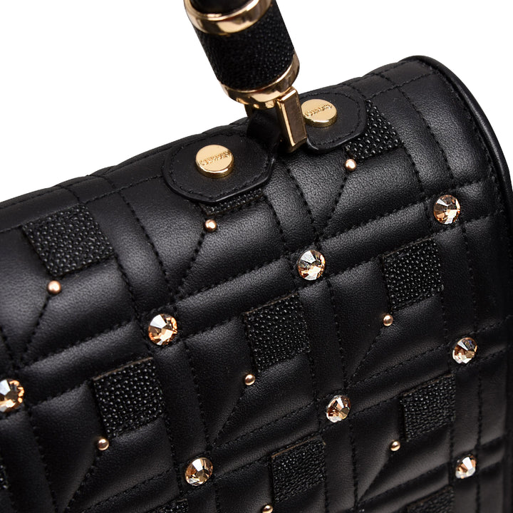 Black Stingray Embroidery & Crystals Bag