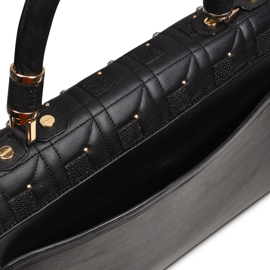 Black Stingray Embroidery & Crystals Bag