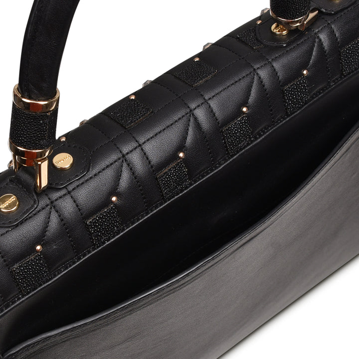 Black Stingray Embroidery & Crystals Bag