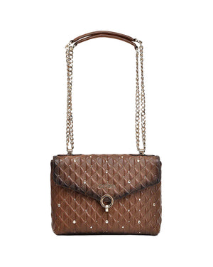 Brown Cowhide Crystals Bag