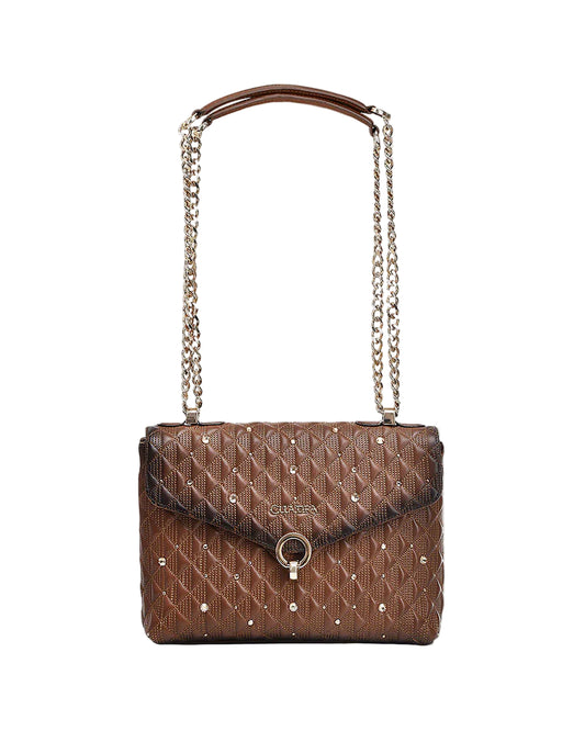 Brown Cowhide Crystals Bag