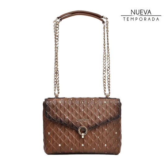 Brown Cowhide Crystals Bag