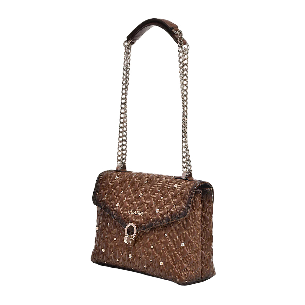 Brown Cowhide Crystals Bag