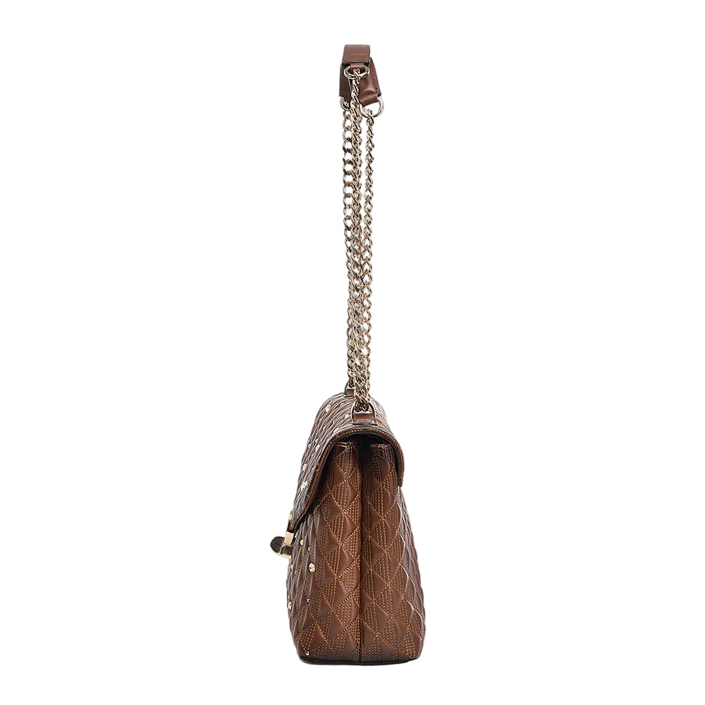 Brown Cowhide Crystals Bag
