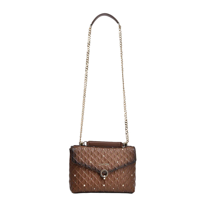 Brown Cowhide Crystals Bag