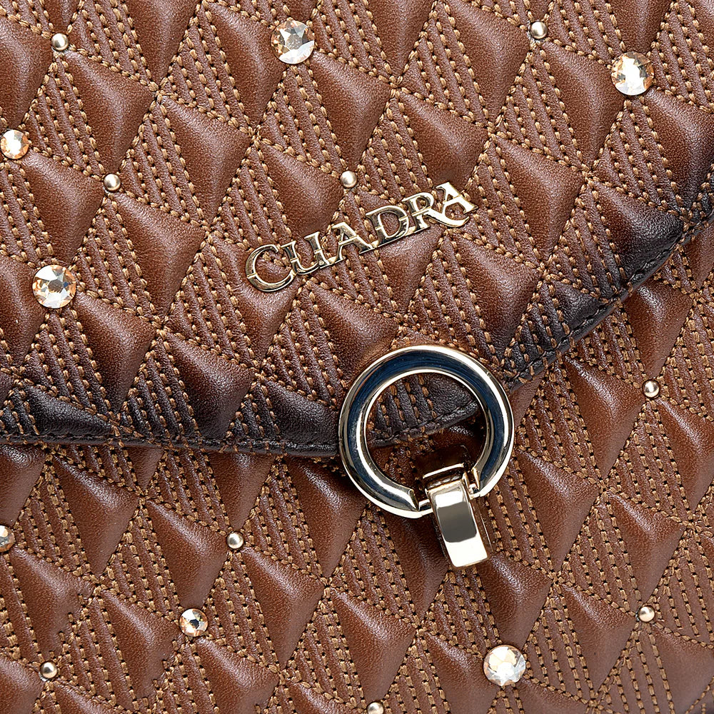 Brown Cowhide Crystals Bag