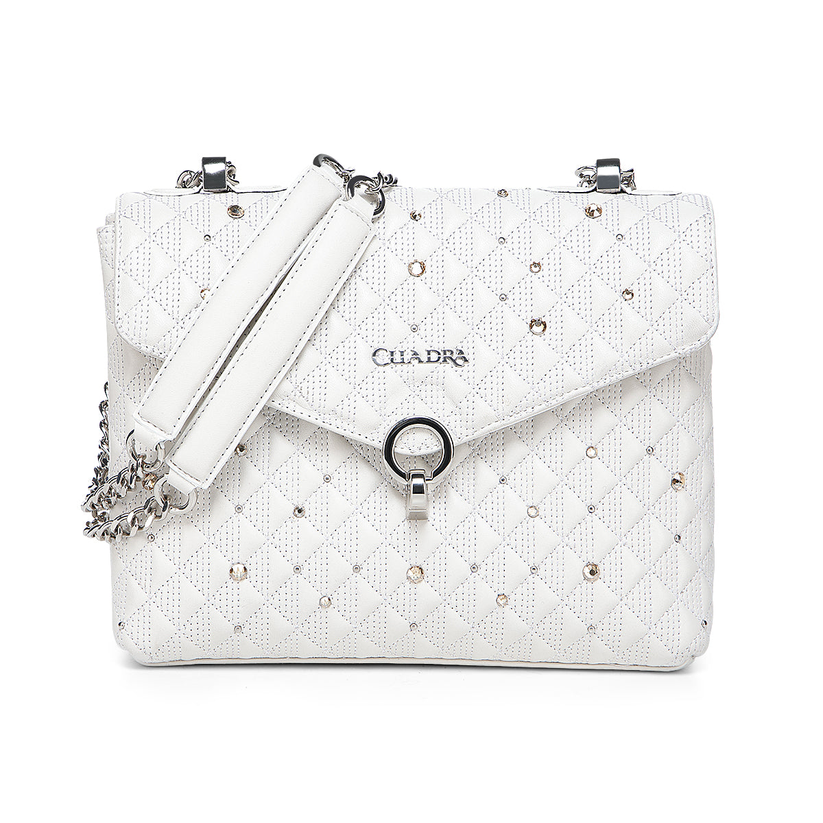 White Crystals & Studs & Zipper DU732