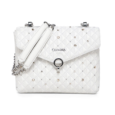 White Crystals & Studs & Zipper DU732