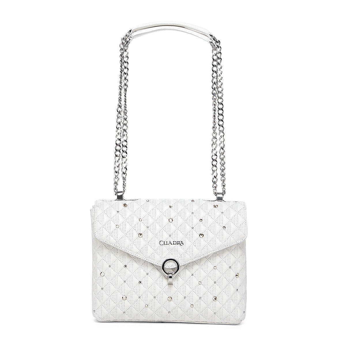 White Crystals & Studs & Zipper DU732