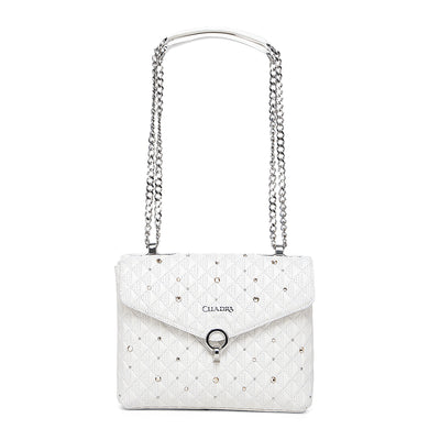 White Crystals & Studs & Zipper DU732