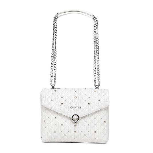 White Crystals & Studs & Zipper DU732