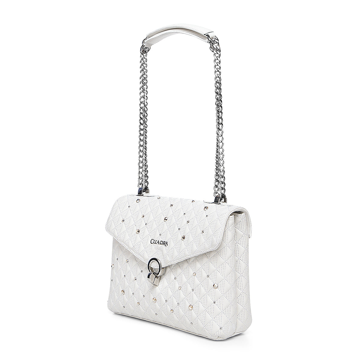 White Crystals & Studs & Zipper DU732