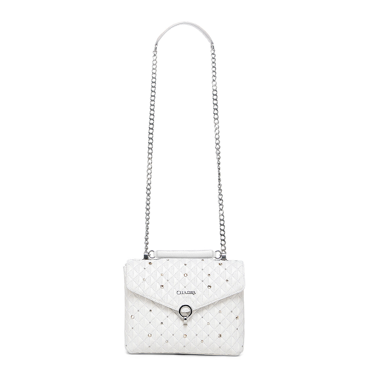 White Crystals & Studs & Zipper DU732