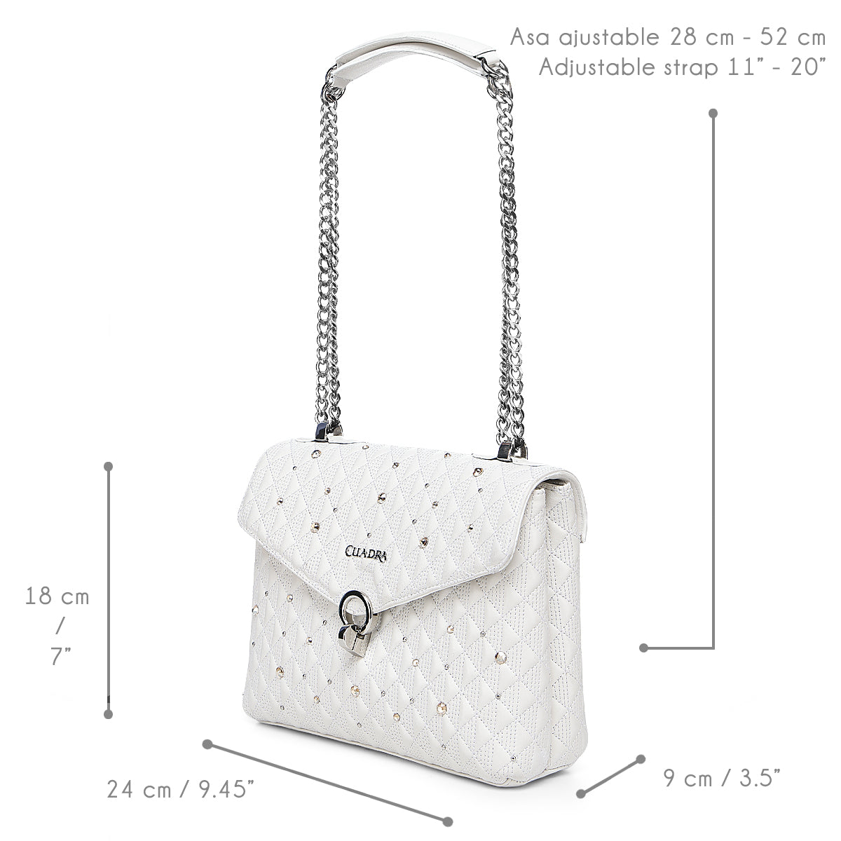 White Crystals & Studs & Zipper DU732