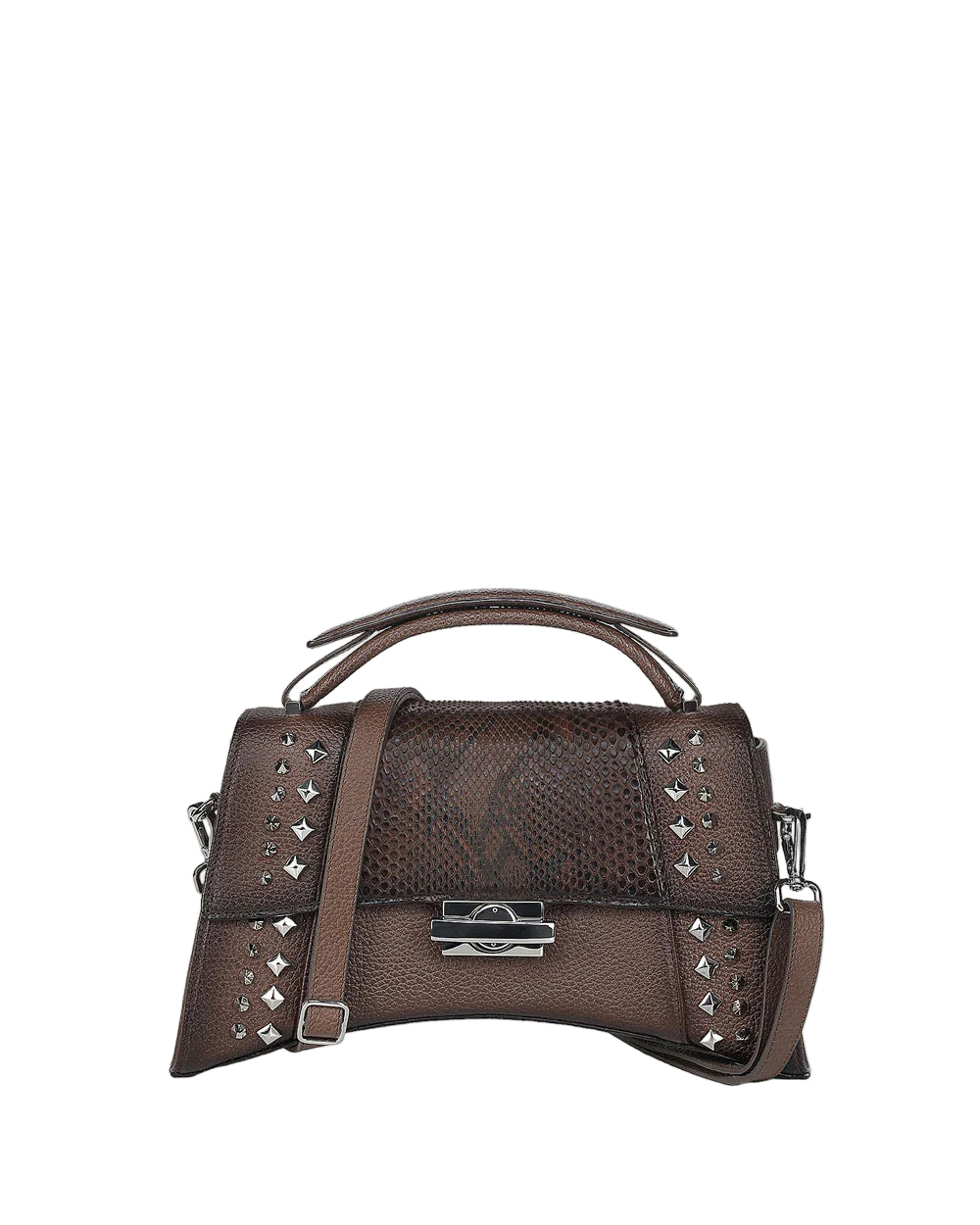 Brown Python Top Handle Handbag