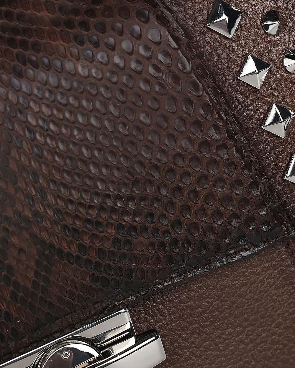 Brown Python Top Handle Handbag