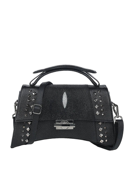 Black Stingray Top Handle Handbag
