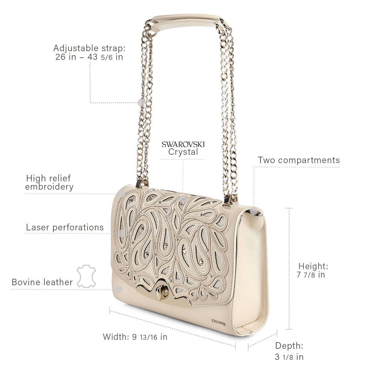 Cuadra Cowhide Laser Bag LD Taupe DU823