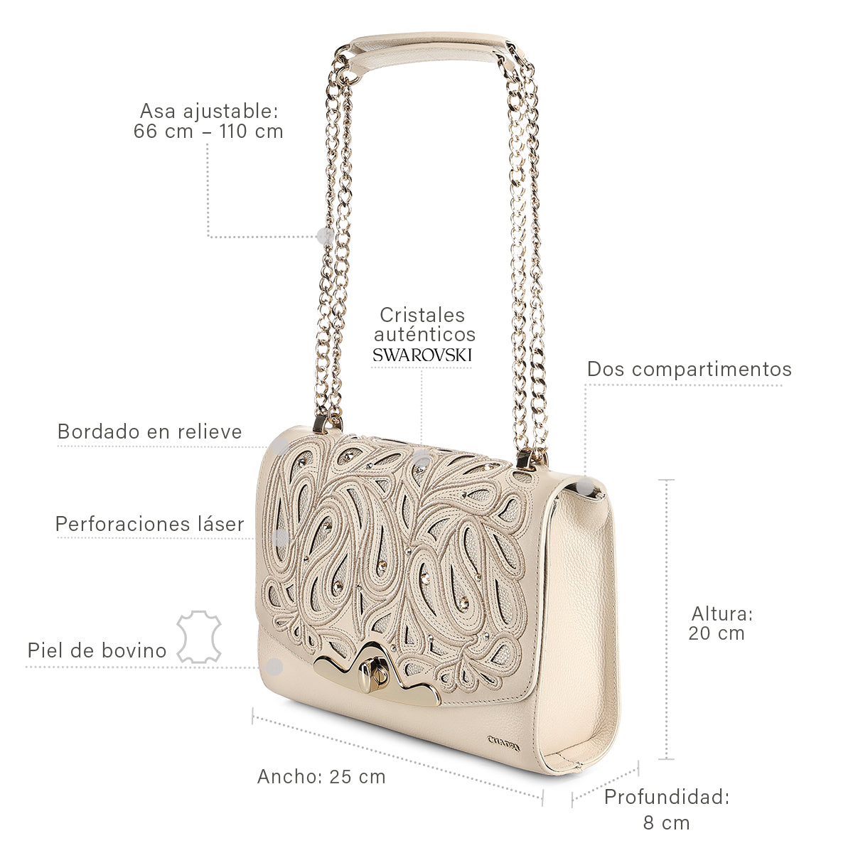 Cuadra Cowhide Laser Bag LD Taupe DU823