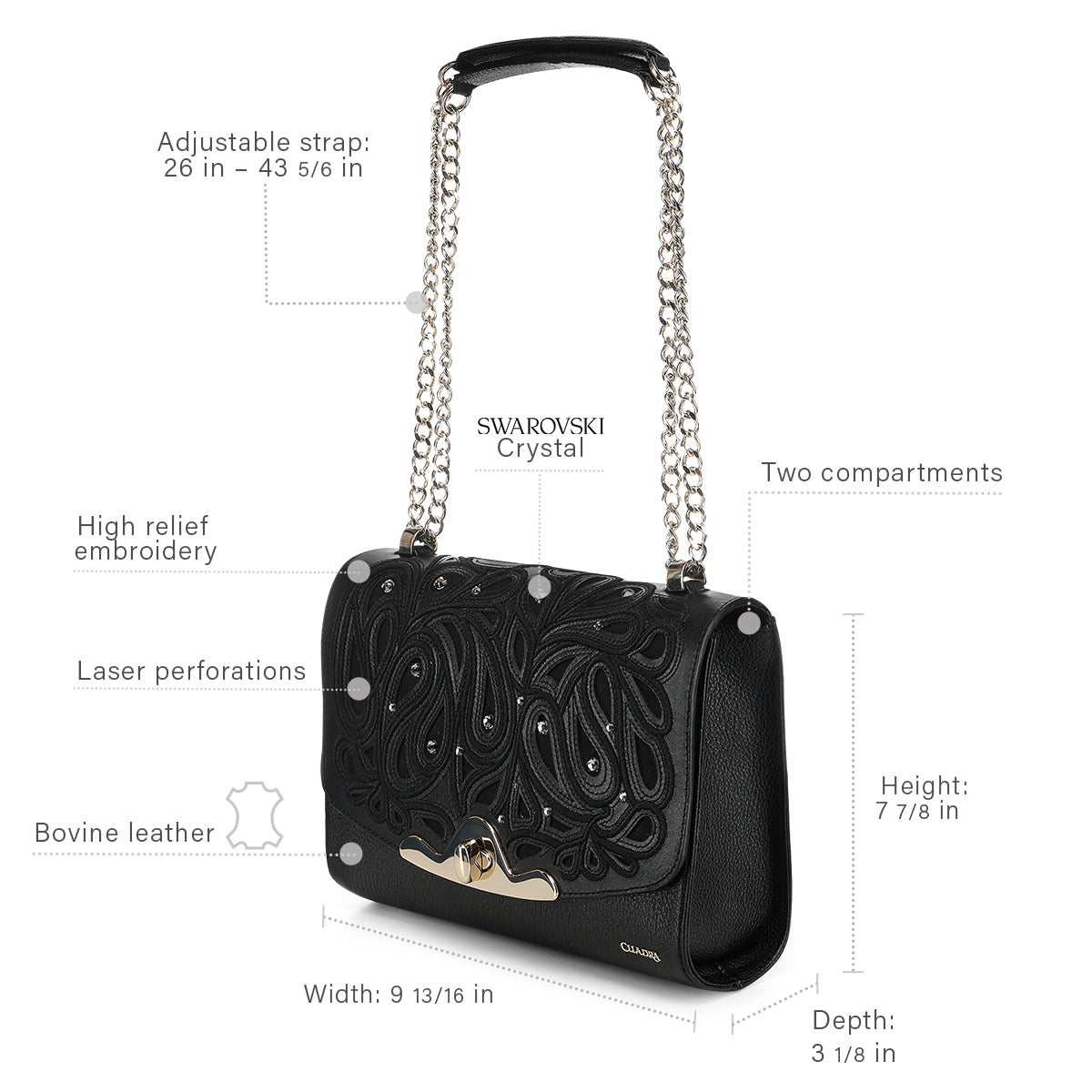Cuadra Cowhide Laser Bag LD Black DU822