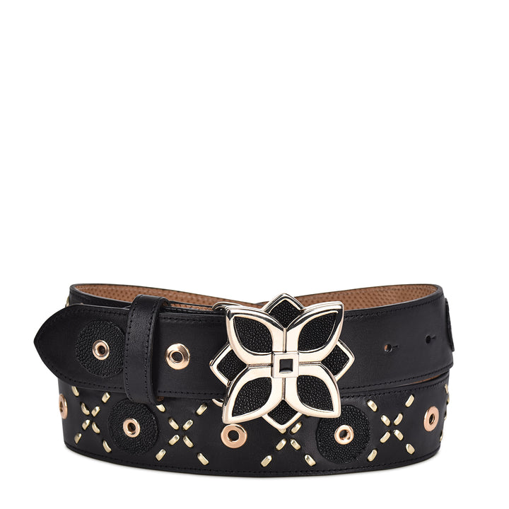 Black Stingray Studs & Woven Belt
