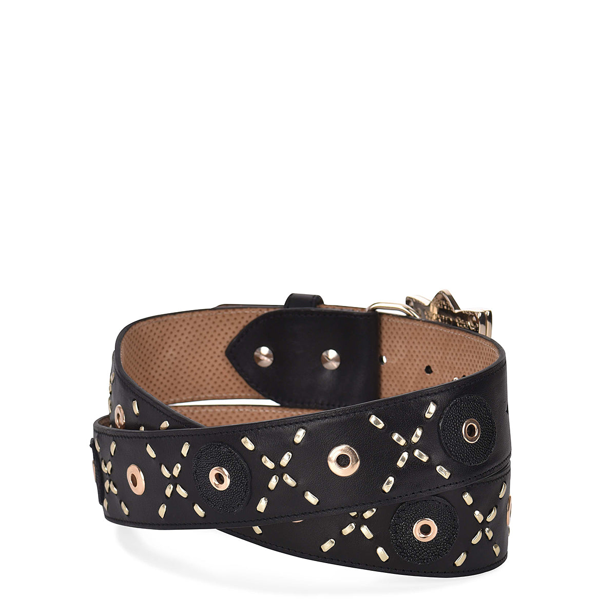 Black Stingray Studs & Woven Belt