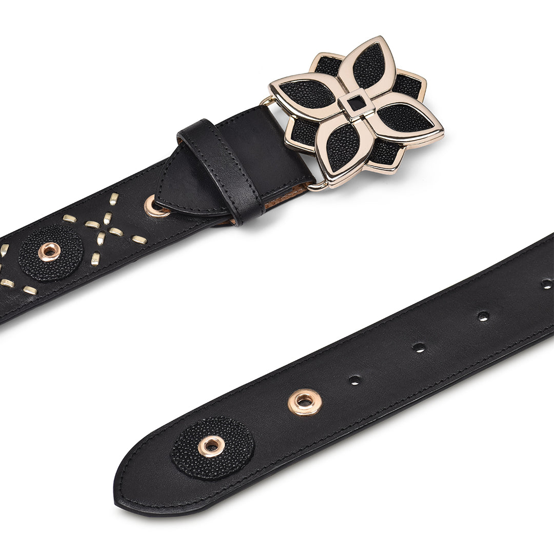 Black Stingray Studs & Woven Belt